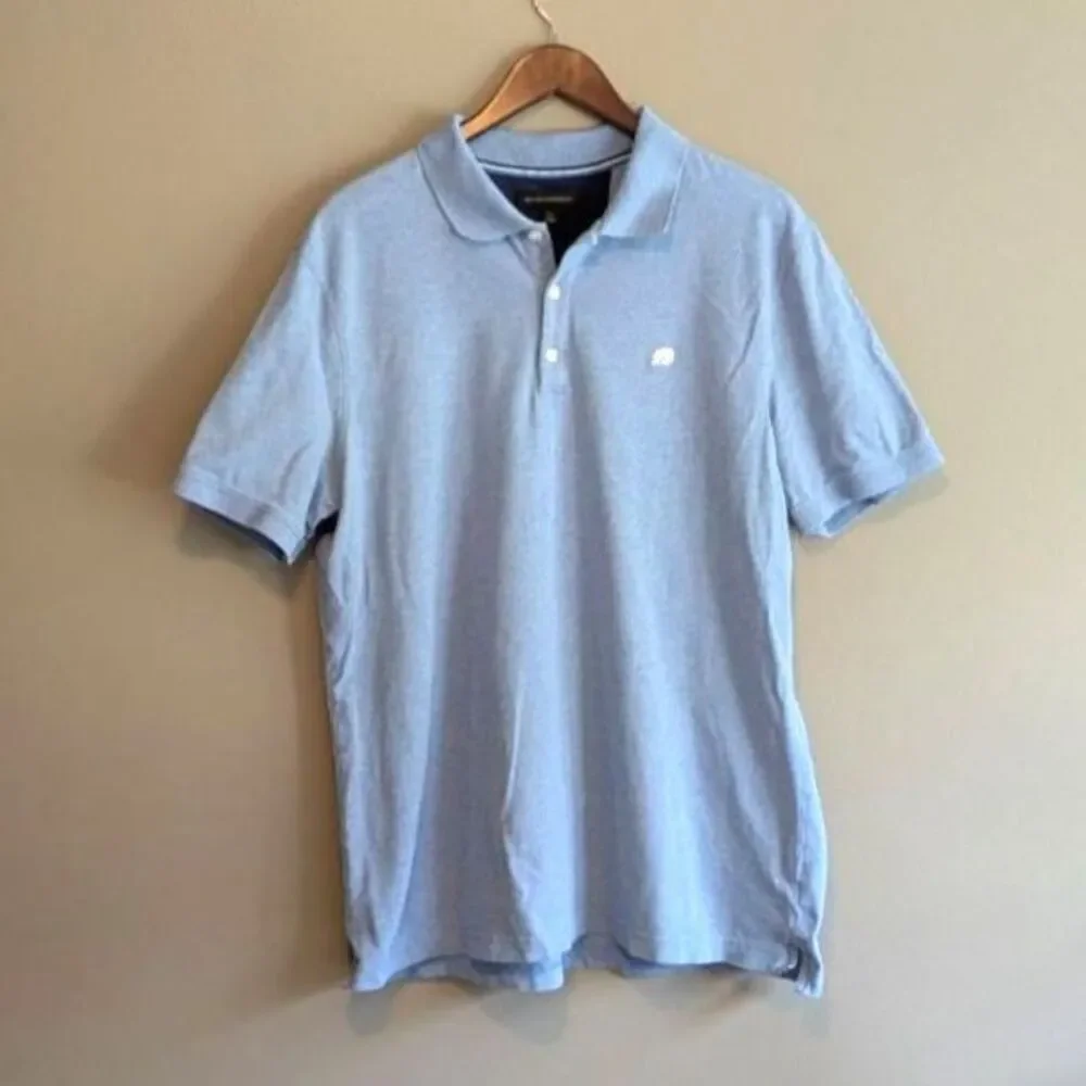 Banana Republic Mens XL Polo Shirt Light Blue Pique Stretch Short Sleeve Polo